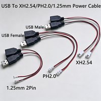 1PC USB Male/Female to XH2.54/PH2.0/1.25mm 2Pin Terminal Power Cable for RC/LED/DIY Electronic Wire