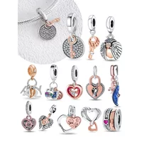 Evil Eye Hamsa Hand Cross Music Note Silver Plated Bead Original Charm Fit Bracelets Bag Keychain Charm DIY Women Gift Accessory