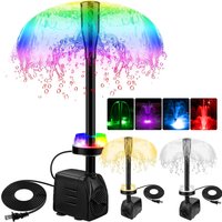 15W 800L/H Submersible Pond Fountain Pump with LED Lights 3 Nozzles for Fountains, Koi, Aquariums, Indoor/Outdoor Use