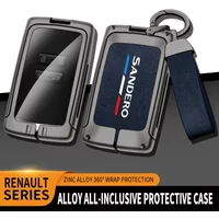Auto TPU Zinc Alloy Key Case Bag For Renault Sandero Logo Car Key Chain Car Metal Key Shell Car Interior Decoration Accessories
