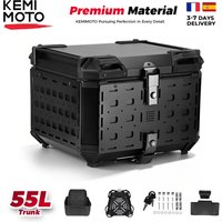 Top case moto en aluminium 55L/14.53Gal, pliable, avec organisateur de panneaux, rangement modulaire, boîte à casque, coffre arrière universel pour moto, compatible BMW GSA1250 R1200GS, Honda, Suzuki
