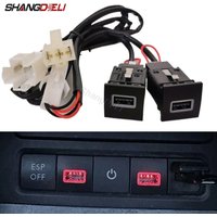 12V/24V Car Dual QC3.0 USB Charger Red Led Light Phone Charging Adapter Button for Golf 6/Jetta 5 /MK6/ Scirocco 2006 -2014
