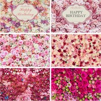 Pink Floral Flower Photography Backdrop Flower Wall Wedding Bridal Shower Marriage Ceremony Baby Portrait Photo Background Decor