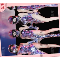 Stage costumes for popular singers Bodysuit Fashion sexy silver Hip Hop dance costumes Mirror DJ costumes