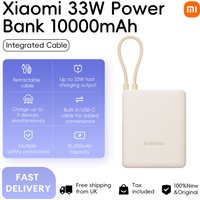 Xiaomi 33W Power Bank 10000mAh (Integrated Cable) Built-in USB-C Cable Supports Multiple Protocols Temperature Protection Safe