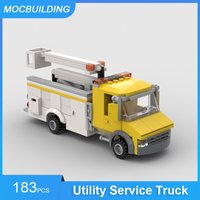 MOC Building Blocks Utility Service Truck Model DIY Assemble Bricks City Transportation Educational Creative Display Toys Gifts