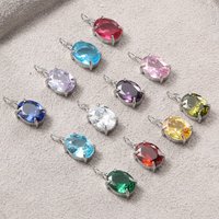 5x7mm Oval Colorful Zirconia Charms Crystal Birthstone Pendants for Women DIY Necklace Bracelet Jewelry Making Supplies Findings