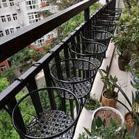 Hanging Metal Flower Pot Stand with Hooks, Universal Flower Rack for Balcony Railings and Fences