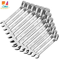 WOZOBUY 8mm-19mm Swivel Head Socket Spanner Open End Combination Wrench Auto Car Repairing Tool