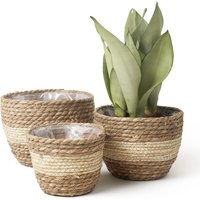 1PCS Seagrass Planter Basket Indoor Outdoor Flower Pots Cover Plant Containers Beige Woven Pot for Home Office Garden Decor
