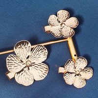 3PK/Set Alloy Flower Hair Clip Golden Cute Girl's Hair Pins Trendy Handmade Barrette Bridal Hair Accessories Headpieces