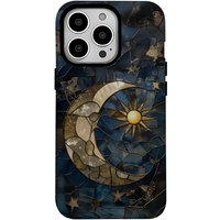 Aesthetic Glass Printed Sun & Moon Phone Case for iPhone 16 15 14 13 12 11 X XS XR 8 Pro Max Plus Luxury Double-layer Back Cover