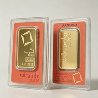 Valcambi 1oz/50g Złoty Wszechka z Mosiądzu, Pozłacana, z Różnymi Numerami Seryjnymi, Dekoracja Domu