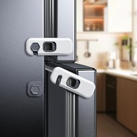 Child Proof Fridge Locks - Adhesive Pad Refrigerator/Freezer Door Lock Child Safety Cabinet Lock for Drawers Closets Ovens