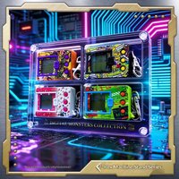 In Stock Digimon Color Screen Original Ultra Dragon Digivice / Dinotch Dedicated Crystal Display Stand 4-Slot / 4-Unit Stand