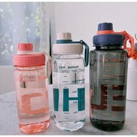 0.6L/0.8L/1L Large Capacity Water Bottles Plastic Lightweight Clear Drink Bottle with Handle Strap Leak Proof Sports Shaker Cup