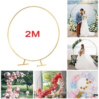 2M Round Hoop Balloon Arch Backdrop Flower Gold Display Stand Frame Wedding New