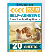 20 Sheets A4 Size Self Adhesive Laminating Sheets - 8.3 x 11.7 Inch No Heat Laminate Sheets, Clear Contact Paper, Waterproof