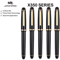 1/5 PCS JINHAO X350 Fountain Pen Calligraphy Metal Writing Ink Pen Golden EF F Nib Business Office School Supplies Stationery