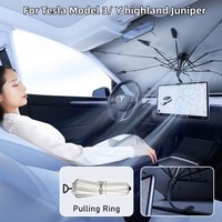 For Tesla Model 3/Y Juniper Highland Car Sunshade Umbrella Foldable Front Sunscreen Heat Protection Insulation Parasol Cover