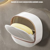 Bathroom Soap Holder with Flipes Lid Storage Box Wall Mounted No Punch Soap Dish With Drainage Bathroom Accessories