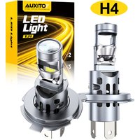 AUXITO 2Pcs H4 LED Projector Mini Car Headlights Bulbs 6500K H4 9003 LED Mini Lens Projector Headlamp Canbus For LHD 12V White