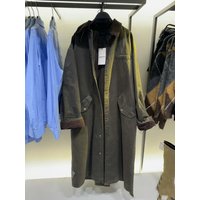 Spring 2025 Women's High-End Corduroy Wax Leather Long Collar Overcoat New Arrival Faionable Commute Vintage Loose Fit Poly...