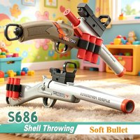 Compact Mini S686 Shell Ejecting Toy Gun Manual Loading Soft Bullet Design Fun Outdoor Shooting Game Ideal Gift for Boys