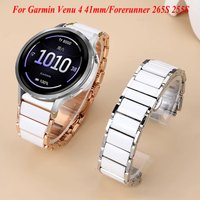 18mm Ceramics Strap For Garmin Vivoactive 4S 3S/Venu 4 41mm 3S 2S Correa Bracelet For Forerunner 265S 255S Smart Watch Accessory