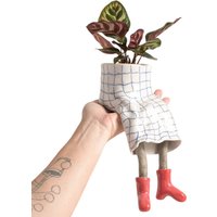 1Pc Hanging Dangling Legs Flower Pot,Creative Apparel Shape Ceramic Planter,Suitable For Succulents&Small Plants,Desktop Ornamen