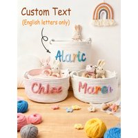 1pc custom personalized vintage handmade round storage basket, customized letter name, daily life home decoration/Christmas gift