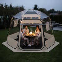 Pop-up-Kuppelzelt, 3 x 2,8 m, Garten-Iglu-Zelt für 4 bis 8 Personen, transparentes Outdoor-Campingzelt mit Fenstern, wasserdicht und UV-beständig, 540° Panoramablick °