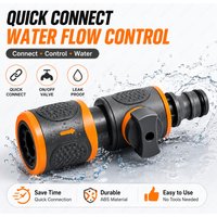 Water Hose Quick Release Coupler Garden Connector Flow Control Valve Adapter for Yard Irrigation Lawn Watering Car Cleaning
