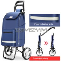 3Seconds Quick Fold Shopping Cart Large Capacity Reusable Handtruck Waterproof Wear-resistant Grocery Trolley For Market Picnic
