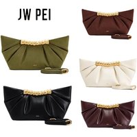 JW PEI 2026 New Leia French Style Pleated Shoulder Bag, Mini Metal Chain Crossbody Purse,Elegant Banquet Evening Party Bag