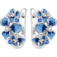 PANPOKI S925 Sterling Silver Blue Iris Flower Earrings Hoop Earrings Women Jewelry Original Trendy Anniversary Gifts