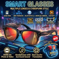 2026New Smart AI Glasses 4K 800W Camera ChatGPT Photos&Video 3600mAh Charging Case Power Bank 32GB Translation Music Sunglasses