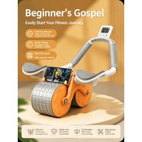 Elbow Support Abdominal Roller Automatic Rebound Ab Wheel with Phone Stand Counter for Core Training Home Fitness