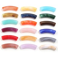 30pcs 31x8mm Acrylic Curved Tube Beads Colorful Bamboo Tube Bent Pipe Loose Spacer Bead For DIY Jewelry Making Necklace Bracelet