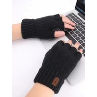 AliExpress NONE Winter Gloves For Men Half Finger Writting Office Cycling Knitted Gloves Students Alpaca Wool Warm Thick Elastic Driving Gloves