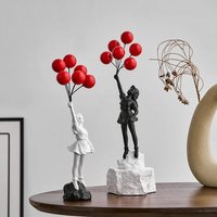 Statue en résine de ballon moderne nordique pour fille, décoration de maison, ballon volant, Sculpture artistique, ornements artisanaux, décor de salon