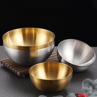 1pcs Stainless Steel Fruit Salad Bowls Soup Rice Noodle Ramen Bowl Mixing Double Walled Bowls Kitchen Tableware Food Container
