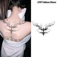 Angel Wings Crown Herbal Juice Tattoo Patch Dark Gothic Style Back Waterproof Temporary Tattoo Durable Fake Tattoo Festival