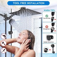 Stainless Steel 8/10/12 Inch Overhead Showerhead 5 Modes With Extension Arm Multi-function Hand Shower Wall Mounted Showerhead S