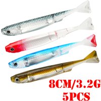 5Pcs/pkt Shad 3" Soft Plastic 8cm 3.2g Lure Flash fish like T-tail Softbait Fishing Tackle