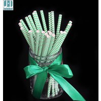 Pack of 25PCS Green Chevron Paper Drinking Straws Creative Drinking Straw for Wedding Party Decorating