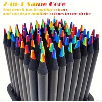 AngelMark 12Pcs Rainbow Color Pencils for Kids, Concentric Gradient Crayons, Art Painting, Drawing Stationery 3mm 7 Colors
