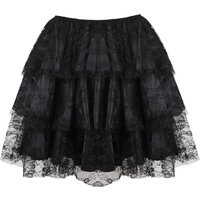 Women Gothic Sexy Floral Lace Mesh Tulle Mini Pleated Skirt Showgirl Fashion Party Dance Skirts Layered Ruffled Plus Size S-6XL