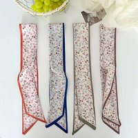 2026 New Arrival Women Vintage Floral Print Skinny Satin Scarf Hair Strip Silk Ribbon Neck Scarves Paisley Bag Handle Ribbon
