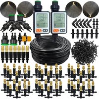 WUJIE 5M-30M Garden Irrigation Outdoor Misting Cooling System Watering 1/4'' Brass Atomizer Nozzles 4/7mm Hose Patio Greenhouse